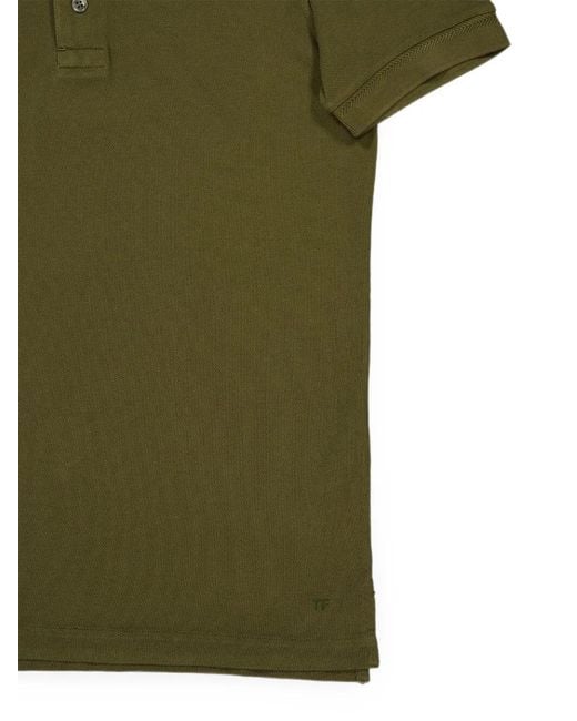 Tom Ford Green Piqué Short-Sleeve Polo Shirt for men