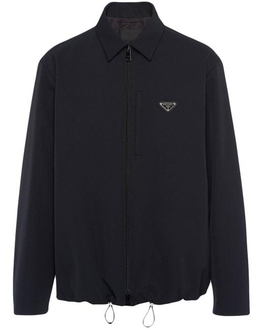 Chemise zippée à plaque logo Prada pour homme en coloris Blue