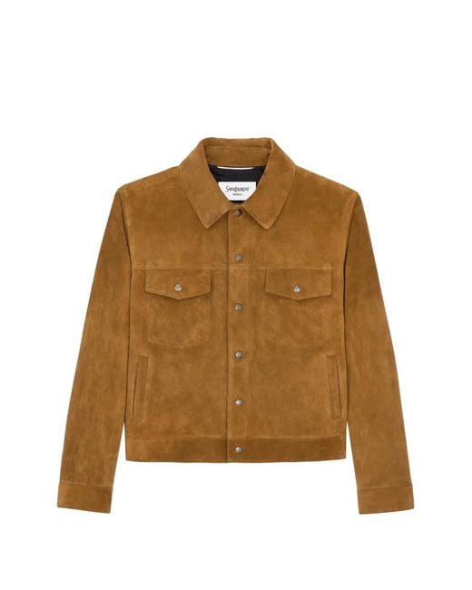 Saint Laurent Brown Leather Jacket for men