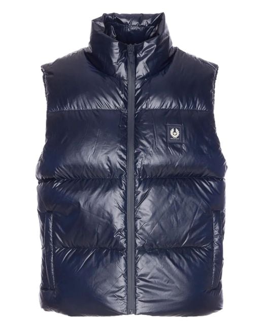メンズ Belstaff ロゴパッチ パデッドベスト Blue
