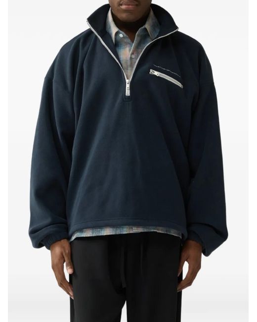 New Amsterdam Blue Half-Zip Oversized Sweatshirt for men