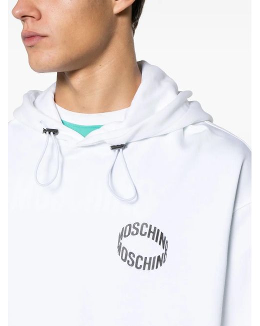 Moschino White Logo-Appliqué Organic Cotton Sweatshirt for men