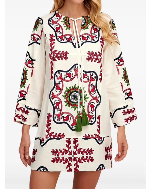 Pearl & Caviar White Embroidered Mini Dress