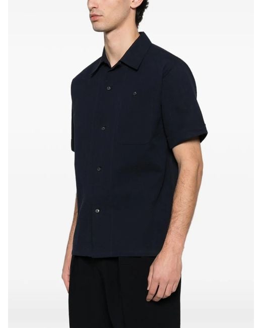 Fursac Black Patch-Pocket Textured Shirt for men