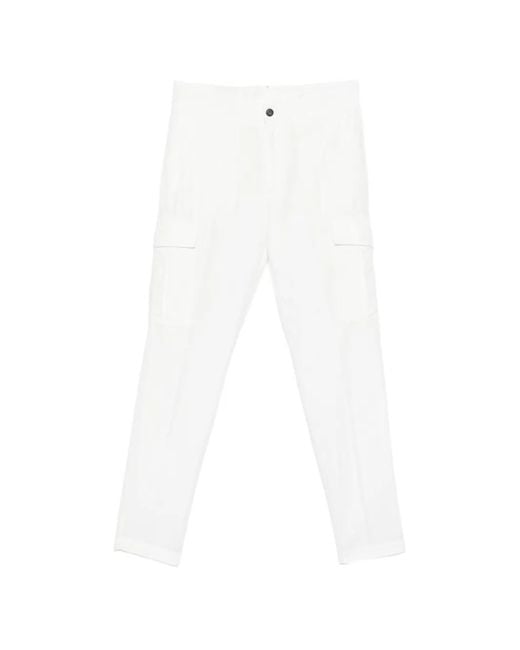 Eleventy White Belt-Loop Cargo Pants for men