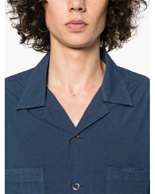 メンズ Barena Camp-collar Cotton Shirt Blue