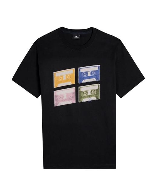 Paul Smith Black Tapes-Print T-Shirt for men