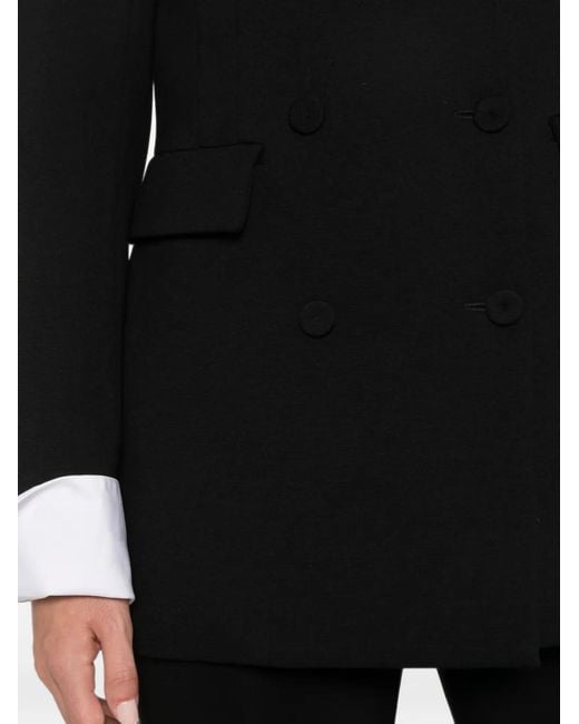 Liviana Conti Black Collarless Double-Breasted Coat