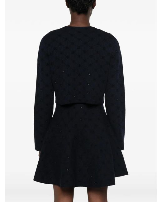 Maje Black Sequin-Embellished Pointelle-Knit Cardigan