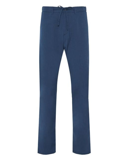 Canali Blue Drawstring Straight-Leg Trousers for men