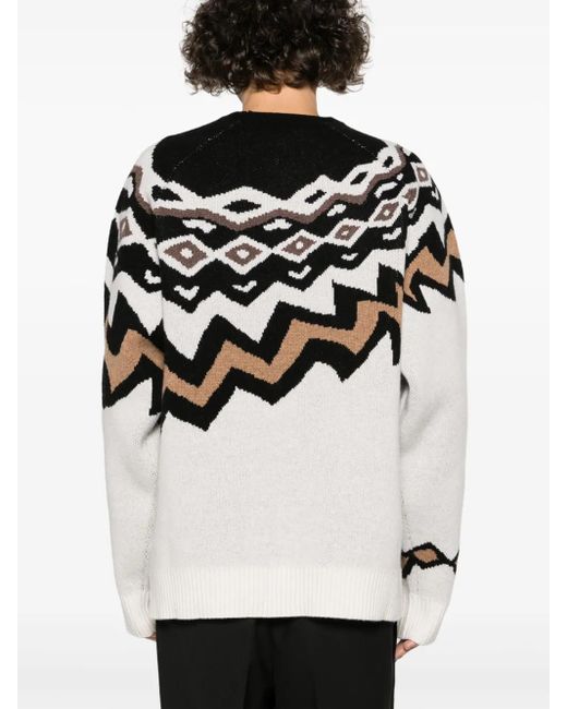 Neil Barrett Black Intarsia-Knit Wool Jumper for men