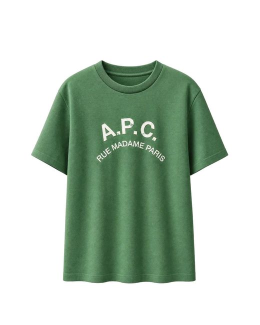 A.P.C. Green T-Shirt With Faded-Effect Logo for men