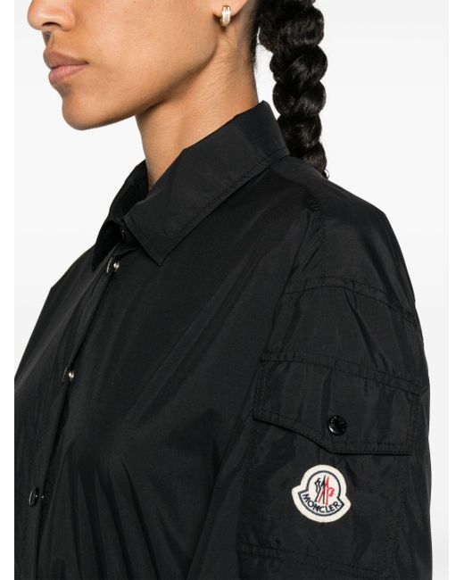 Moncler Black Press-stud Poplin Shirtdress