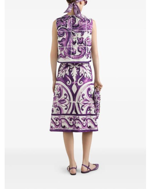 Dolce & Gabbana Purple Majolica-Print Top