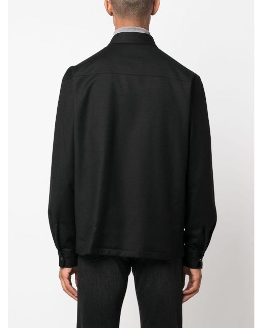 Zegna Black Button-up Wool Shirt Jacket for men