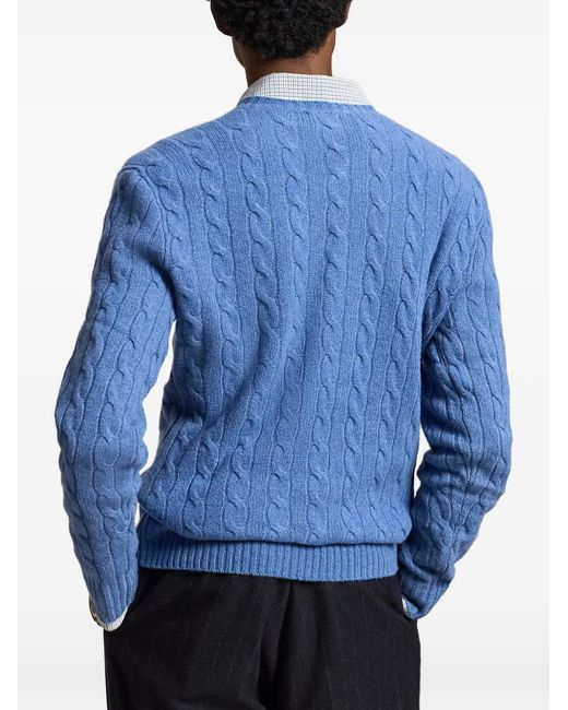 Polo Ralph Lauren Blue Cable-Knit Wool-Cashmere Jumper for men