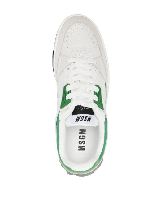 MSGM White Panelled Leather Sneakers for men