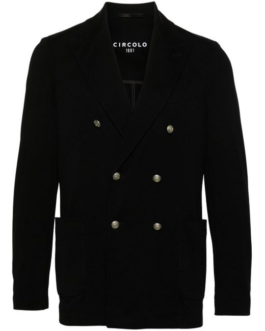 Circolo 1901 Black Double-breasted Piqué Blazer for men