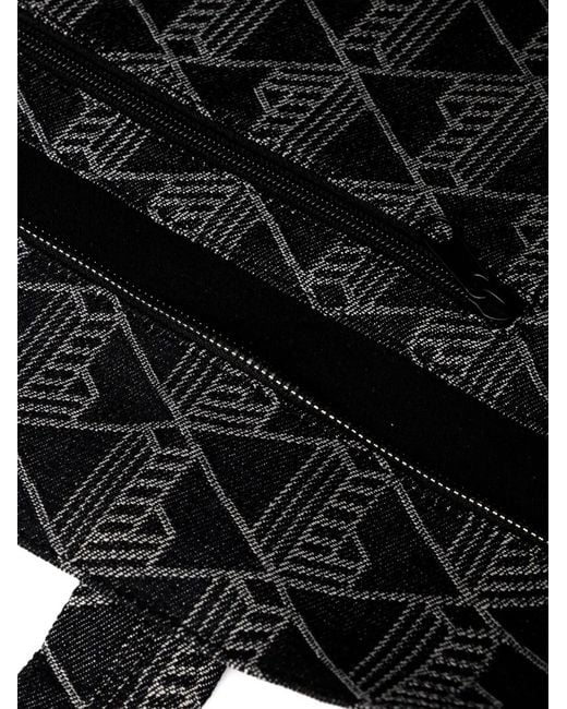 Lacoste Black Jacquard Logo Tote Bag