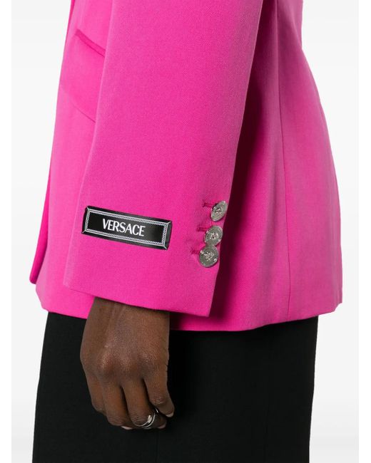 Versace Pink Informal Jacket Responsible Wool Tailoring Fabric Clothing