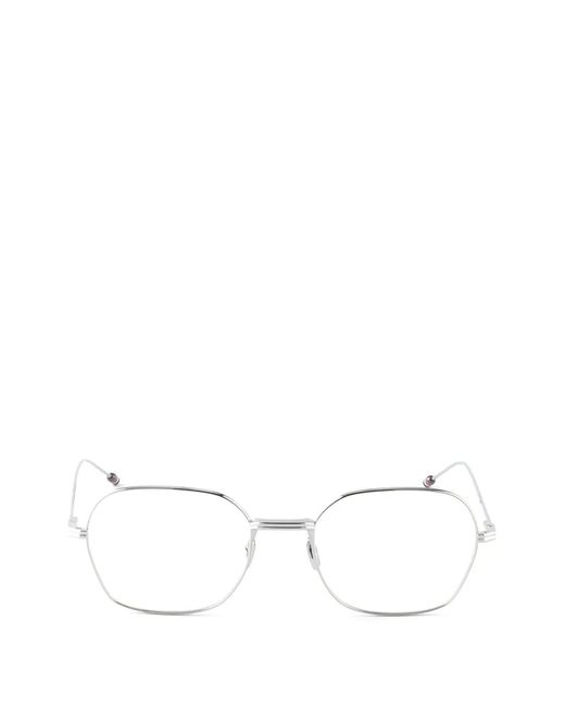 Thom Browne White Titatnium Rectangular Eyeglasses