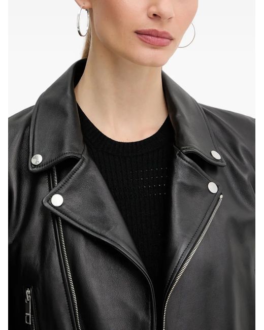 Boss ジップアップ レザージャケット Black