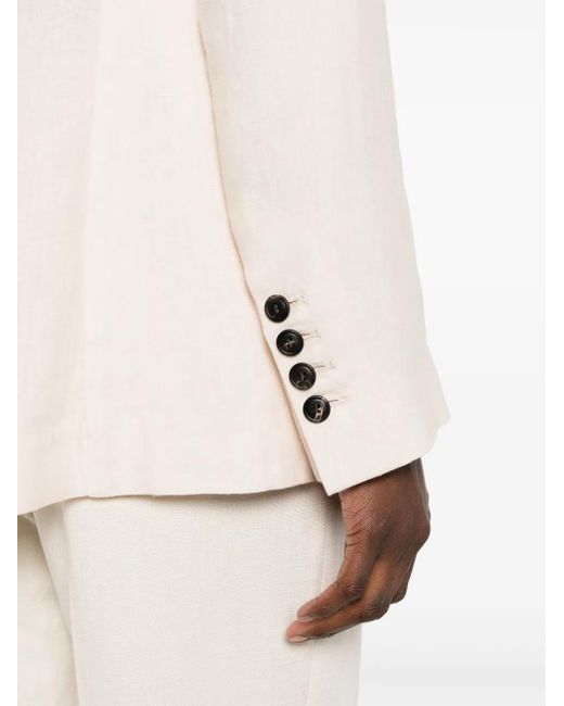 Eleventy Natural Double-Breasted Linen Blazer