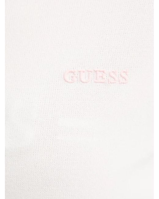 Guess White Logo-Embroidered Stripe-Detail Zip-Up Sweater