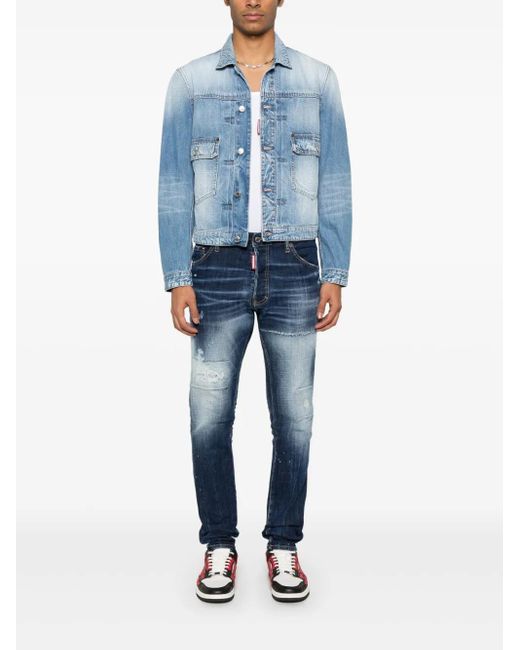 DSquared² Blue 'Heritage' Boxy Denim Jacket for men