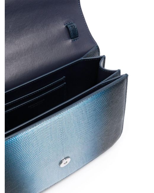 Ferragamo Blue Fiamma Leather Shoulder Bag