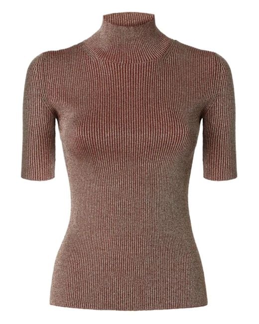 Missoni Brown Metallic-Effect Ribbed-Knit Top