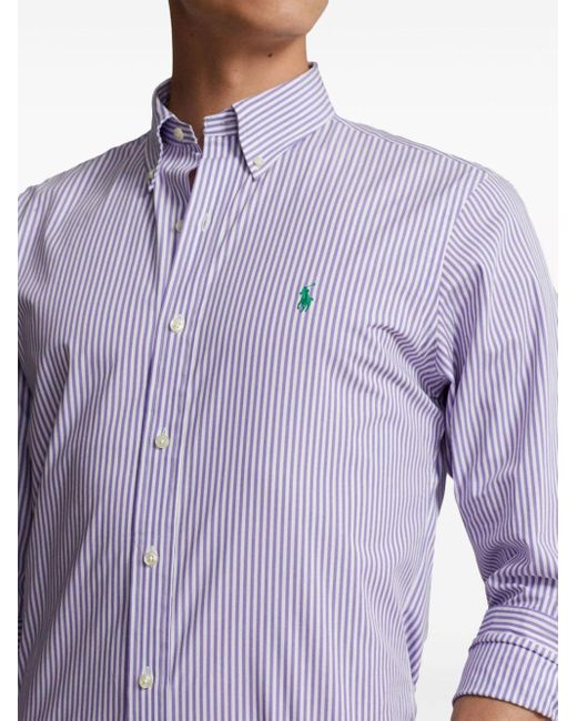 Polo Ralph Lauren Purple Polo Pony-embroidered Striped Shirt for men