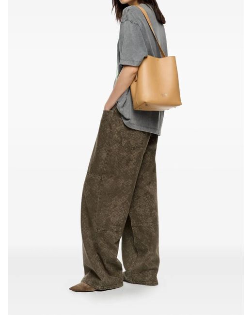 Bimba Y Lola Natural Medium Carlino Leather Shoulder Bag