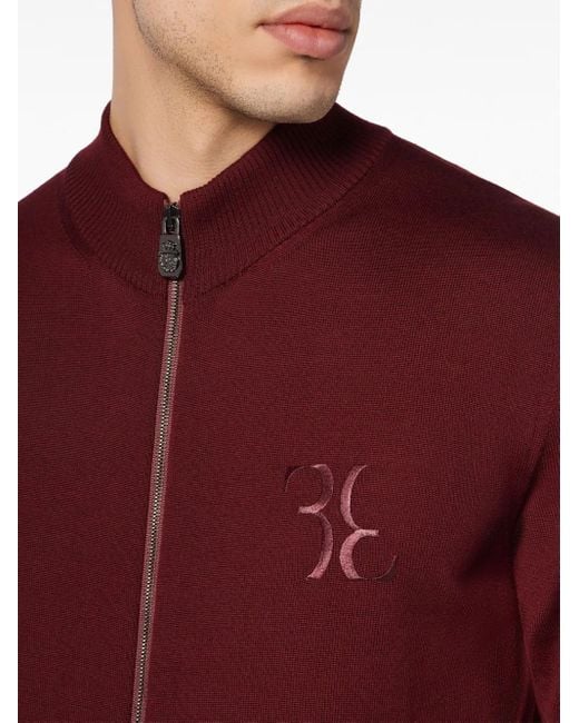 Billionaire Logo-Embroidered Zip-Up Jumper for men