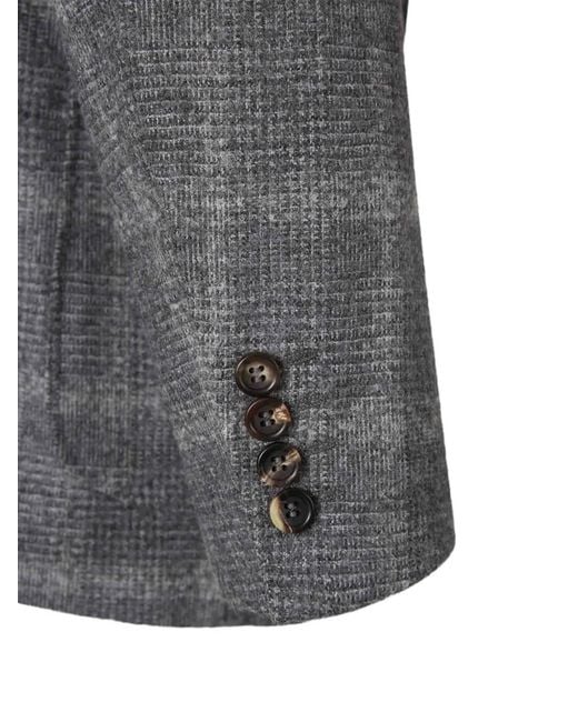 Canali Gray Check-Pattern Single-Breasted Blazer for men