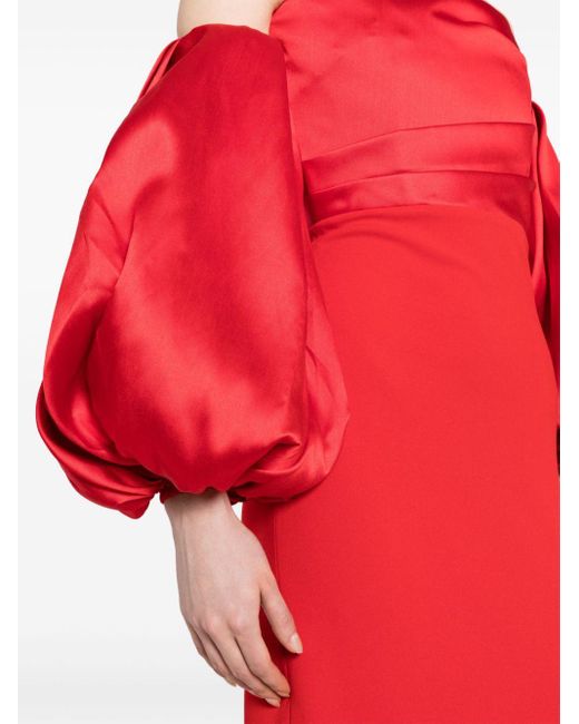 Solace London Red The Carmen Off-shoulder Gown