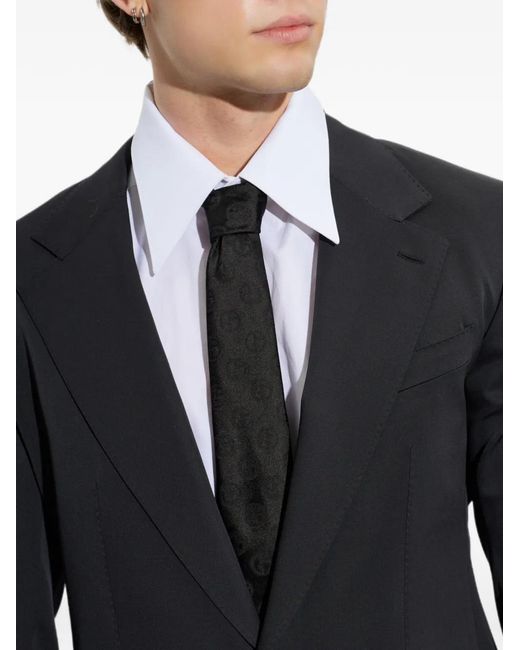 Giorgio Armani Black Logo-Jacquard Silk Tie for men