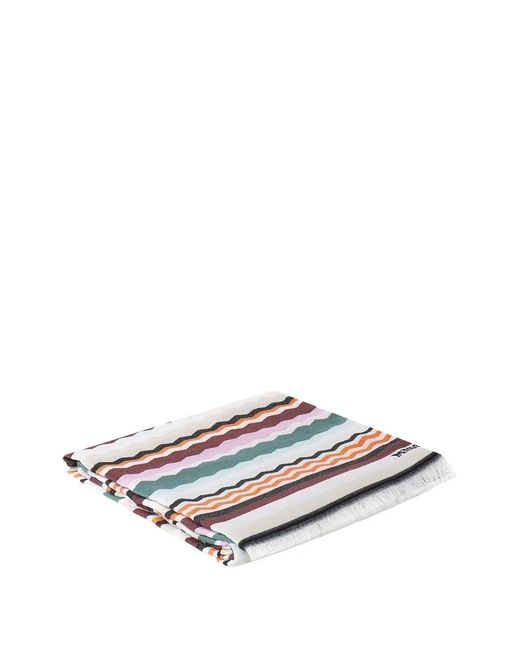 Missoni White Zigzag Fringed Beach Towel