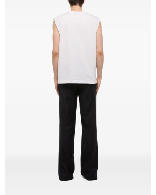 Helmut Lang White Embossed Tank.Rounde for men