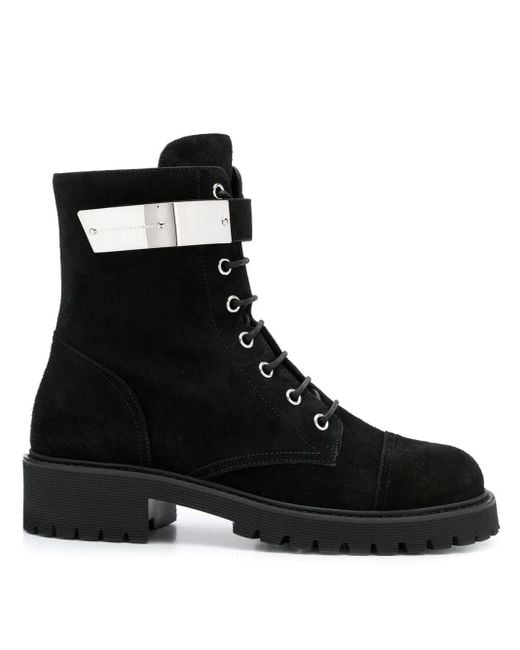 Giuseppe Zanotti Black Suede Leather Ankle Boots