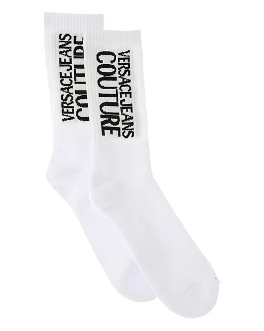 Versace Jeans Couture White Logo-Jacquard Socks