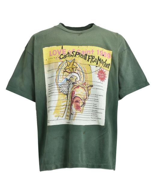 SAINT Mxxxxxx Green Graphic-Print Jersey T-Shirt for men
