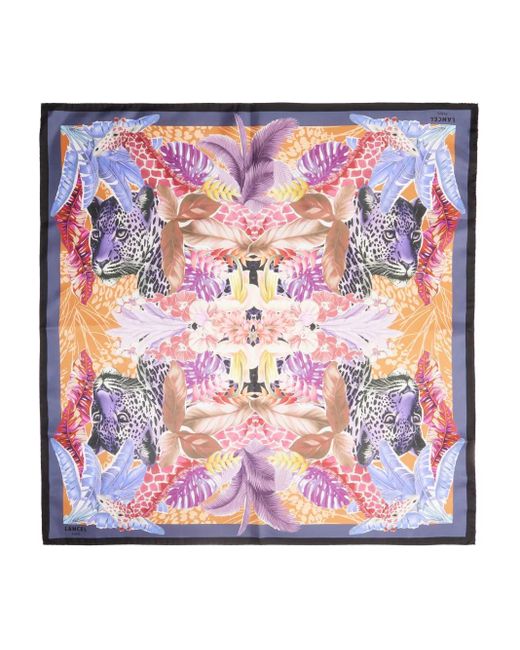 Lancel Pink Schal Mit Dschungel-Print