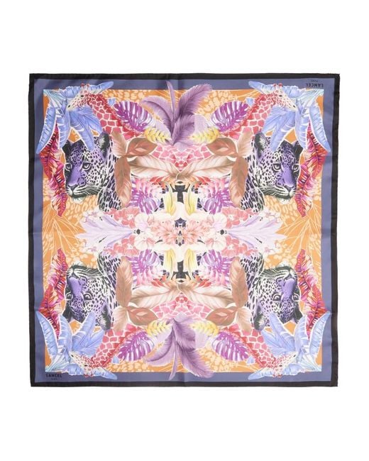 Lancel Pink Jungle Print Silk Scarf
