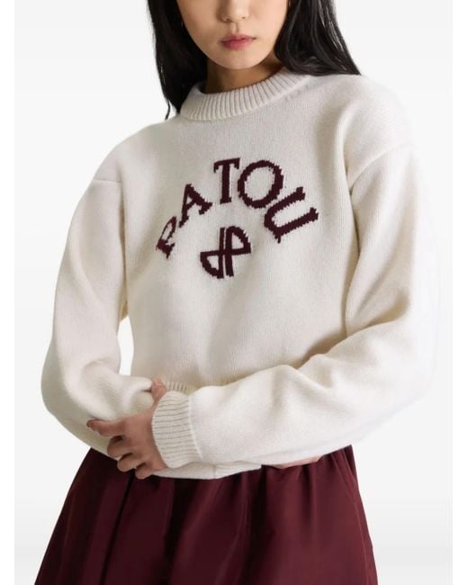Patou ロゴインターシャ セーター White