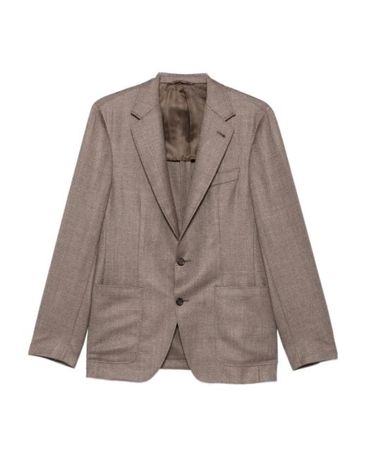 Canali Brown Herringbone Patch-Pocket Jacket for men