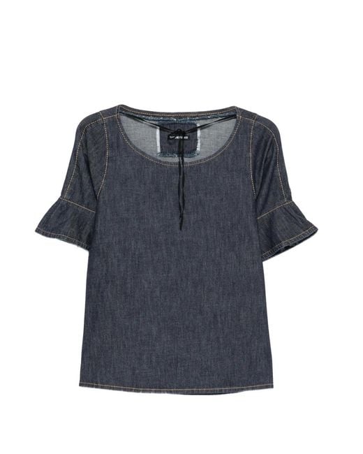 Susanne Bommer Blue Contrast-Stitching Blouse