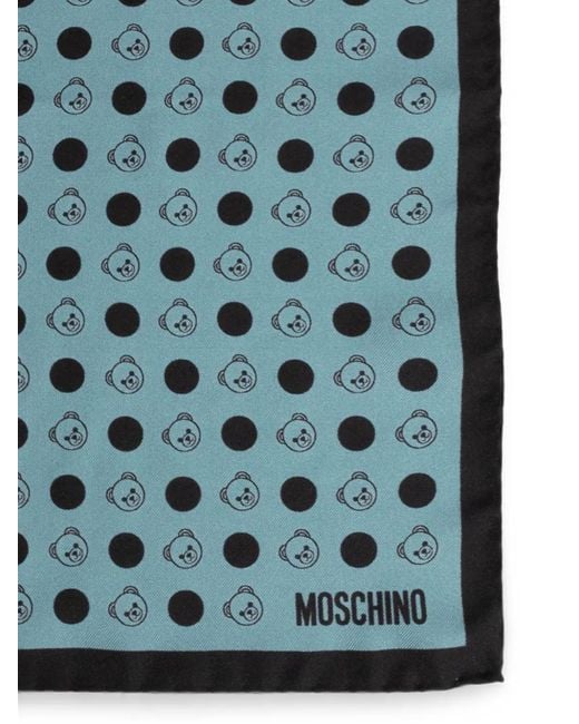 Moschino Blue Teddy Bear Polka-Dot Scarf