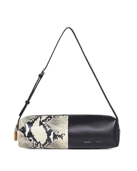 Khaite Black Python-Print Adjustable Shoulder Bag