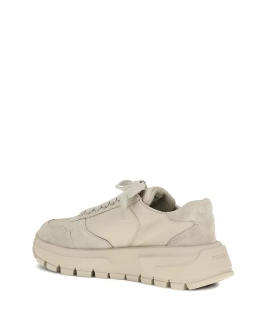 Prada White Prax 2.0 Triangle-Logo Sneakers
